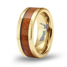 Load image into Gallery viewer, Ancient Kauri Classic Tungsten Ring - Yellow Gold - Komo Kauri - Woodsman Jewelry