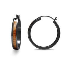 Load image into Gallery viewer, Gum Burl Hoop Earrings - Gunmetal - Tyalla - Woodsman Jewelry