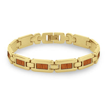 Load image into Gallery viewer, Gum Burl Men's Link Bracelet - Yellow Gold - Tyalla - Woodsman Jewelry