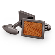 Load image into Gallery viewer, Gum Burl Rectangular Cufflinks - Gunmetal - Tyalla - Woodsman Jewelry