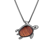 Load image into Gallery viewer, Hawaiian Koa Wood Honu Necklace - Gunmetal - Komo Koa - Woodsman Jewelry