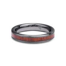Load image into Gallery viewer, Hawaiian Koa Wood Thin Tungsten Ring - Gunmetal Brushed - Komo Koa - Woodsman Jewelry