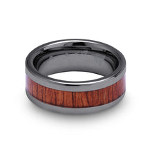 Load image into Gallery viewer, Hawaiian Koa Wood Tungsten Ring - Classic Gunmetal - Komo Koa - Woodsman Jewelry