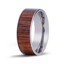 Load image into Gallery viewer, Hawaiian Koa Wood Wide Titanium Ring - Komo Koa - Woodsman Jewelry