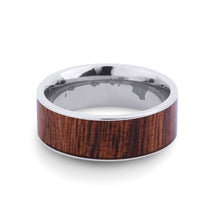 Load image into Gallery viewer, Hawaiian Koa Wood Wide Titanium Ring - Komo Koa - Woodsman Jewelry