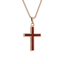 Load image into Gallery viewer, Jarrah Cross Necklace - Rose Gold - Tyalla - Woodsman Jewelry