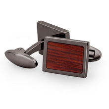 Load image into Gallery viewer, Jarrah Wood Rectangular Cufflinks - Gunmetal - Tyalla - Woodsman Jewelry