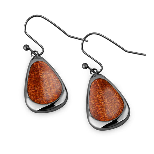 Ancient Kauri Drop Earrings - Gunmetal - Komo Kauri - Woodsman Jewelry