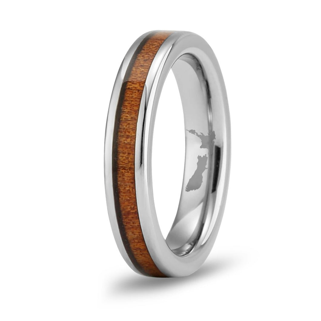 Ancient Kauri Thin Tungsten Ring - Komo Kauri - Woodsman Jewelry