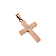 Load image into Gallery viewer, Gum Burl Cross Necklace - Rose Gold - Tyalla - Woodsman Jewelry
