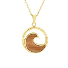 Load image into Gallery viewer, Gum Burl Wave Necklace - Yellow Gold - Tyalla - Woodsman Jewelry
