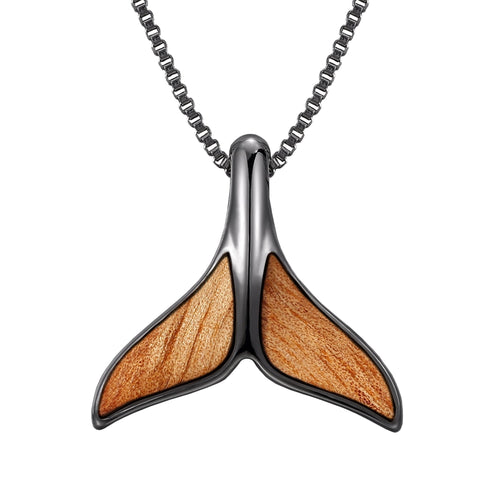 Gum Burl Whale Tail Necklace - Gunmetal - Tyalla - Woodsman Jewelry