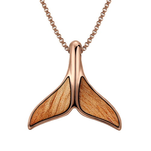 Gum Burl Whale Tail Necklace - Rose Gold - Tyalla - Woodsman Jewelry