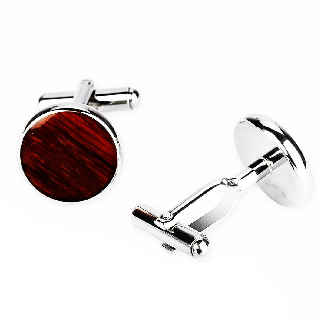 Hawaiian Koa Wood Round Cufflinks - Komo Koa - Woodsman Jewelry