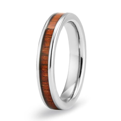 Hawaiian Koa Wood Thin Tungsten Ring - Komo Koa - Woodsman Jewelry