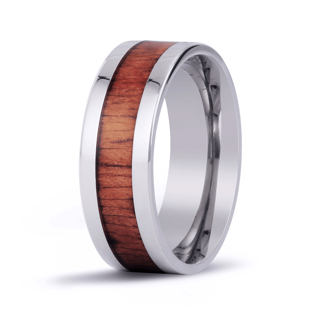 Hawaiian Koa Wood Titanium Ring - Classic - Komo Koa - Woodsman Jewelry