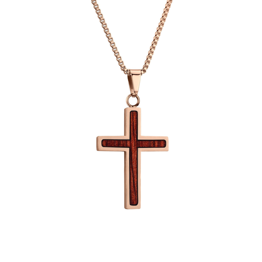 Jarrah Cross Necklace - Rose Gold - Tyalla - Woodsman Jewelry