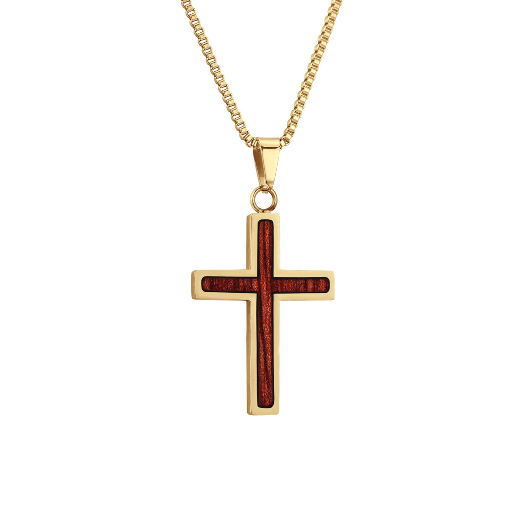 Jarrah Cross Necklace - Yellow Gold - Tyalla - Woodsman Jewelry