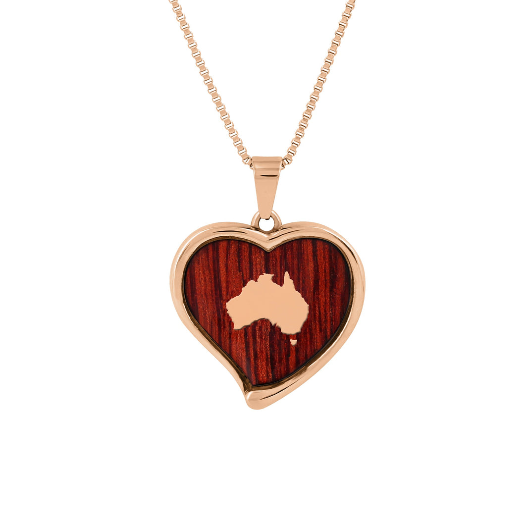 Jarrah Heart Necklace - Rose Gold - Tyalla - Woodsman Jewelry