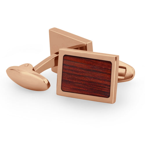 Jarrah Wood Rectangular Cufflinks - Rose Gold - Tyalla - Woodsman Jewelry